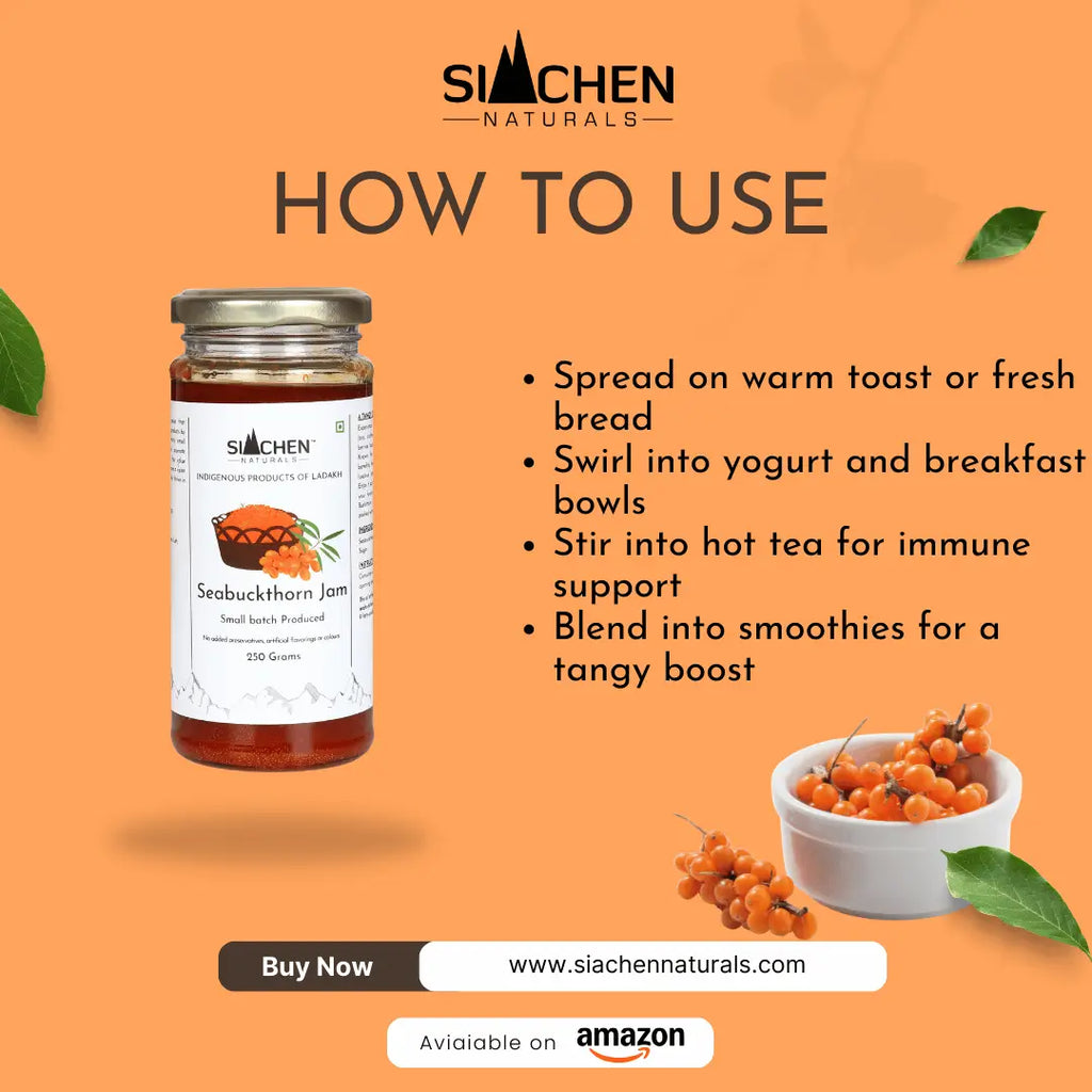 Organic Himalayan Sea Buckthorn Jam (Leh Berry) - Preservative Free & Vitamin C Rich