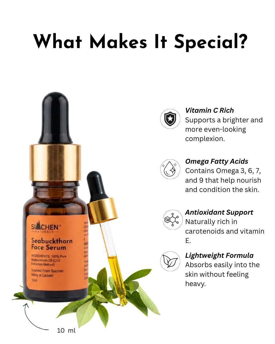 Seabuckthorn Face Serum | Pure CO2 Extracted Oil from Siachen Valley, Ladakh